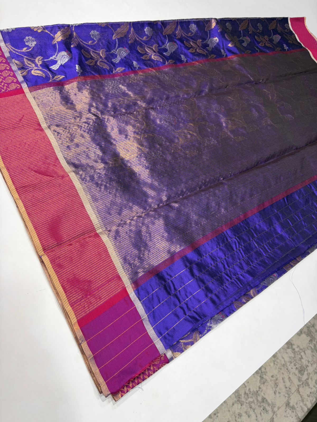 Blue Nakshidaar Chanderi saree