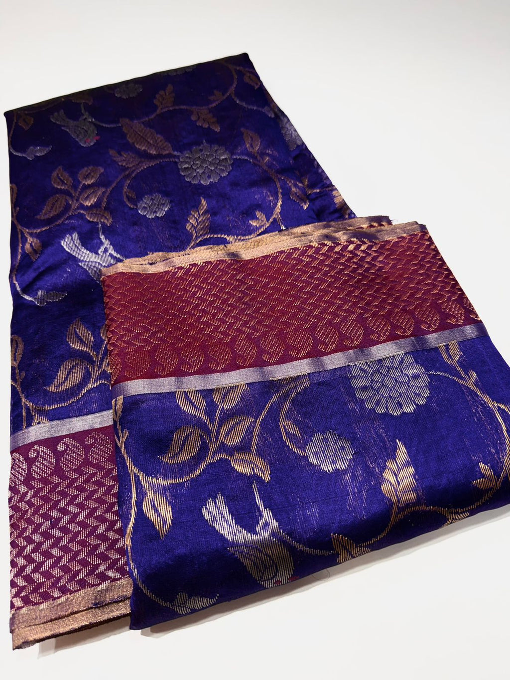 Blue Nakshidaar Chanderi saree