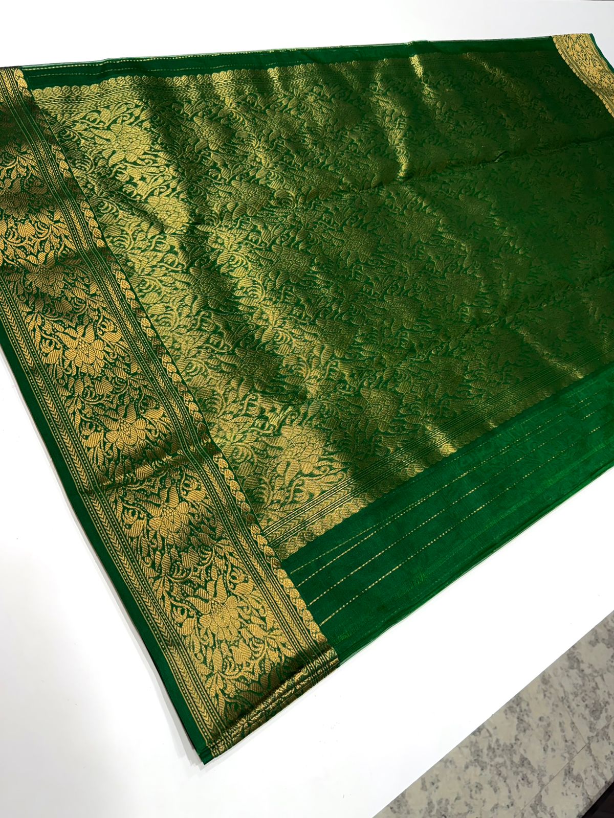 Green Strip Chanderi Saree