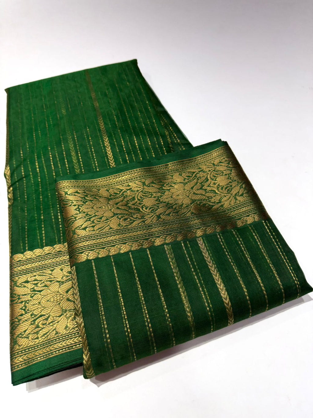 Green Strip Chanderi Saree