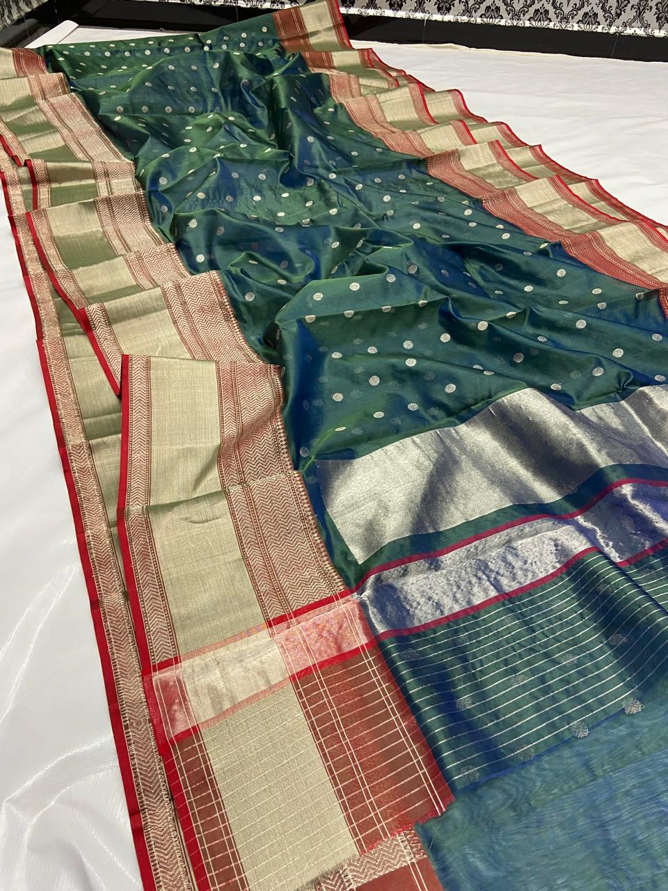 Teal Color Chanderi Saree