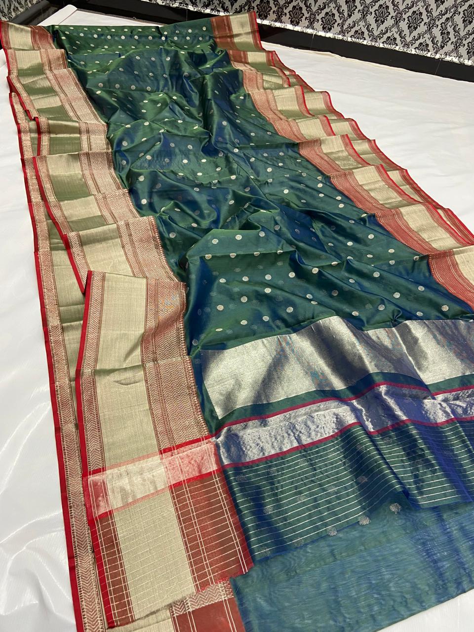 Teal Color Chanderi Saree