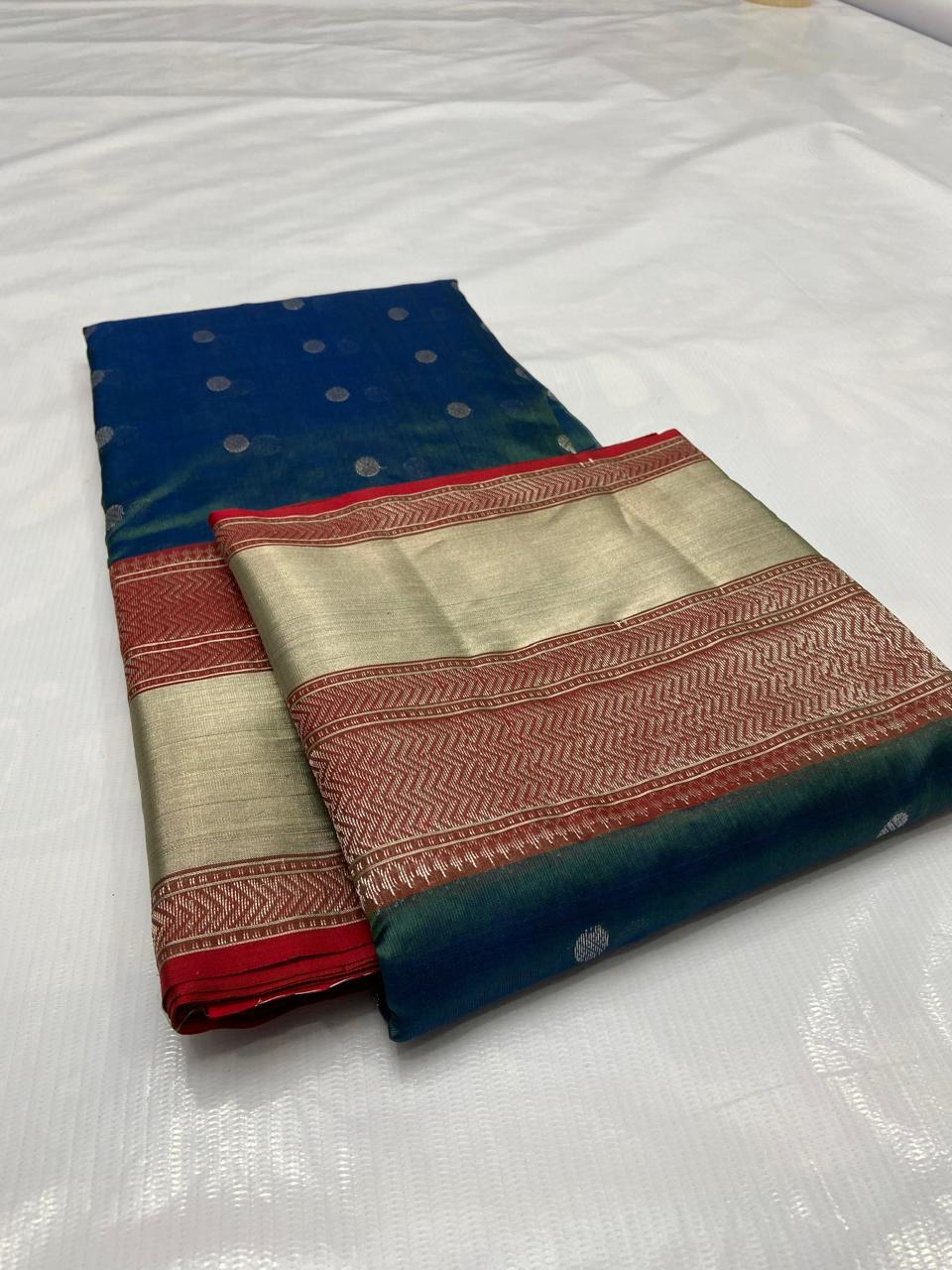 Teal Color Chanderi Saree