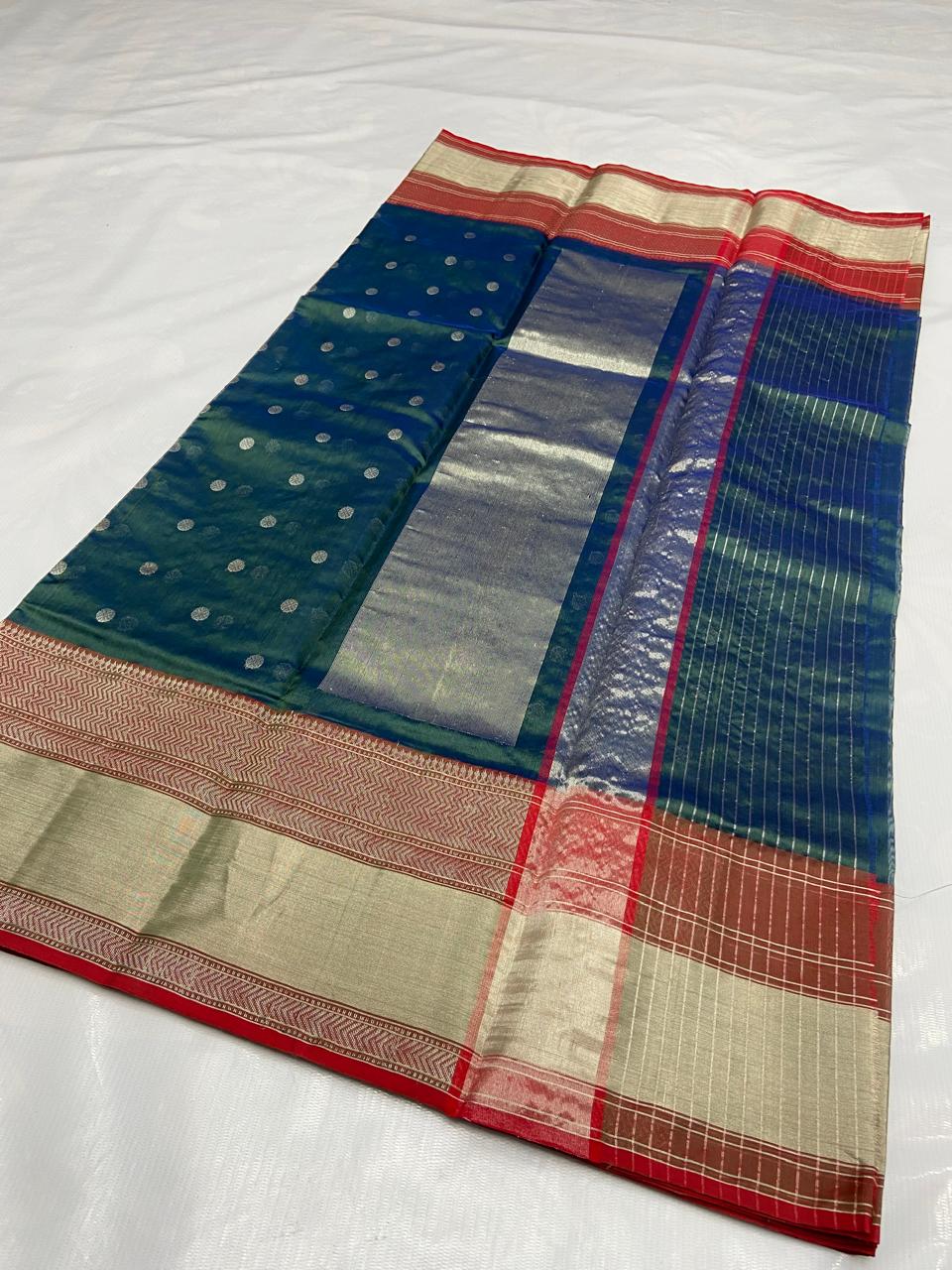 Teal Color Chanderi Saree