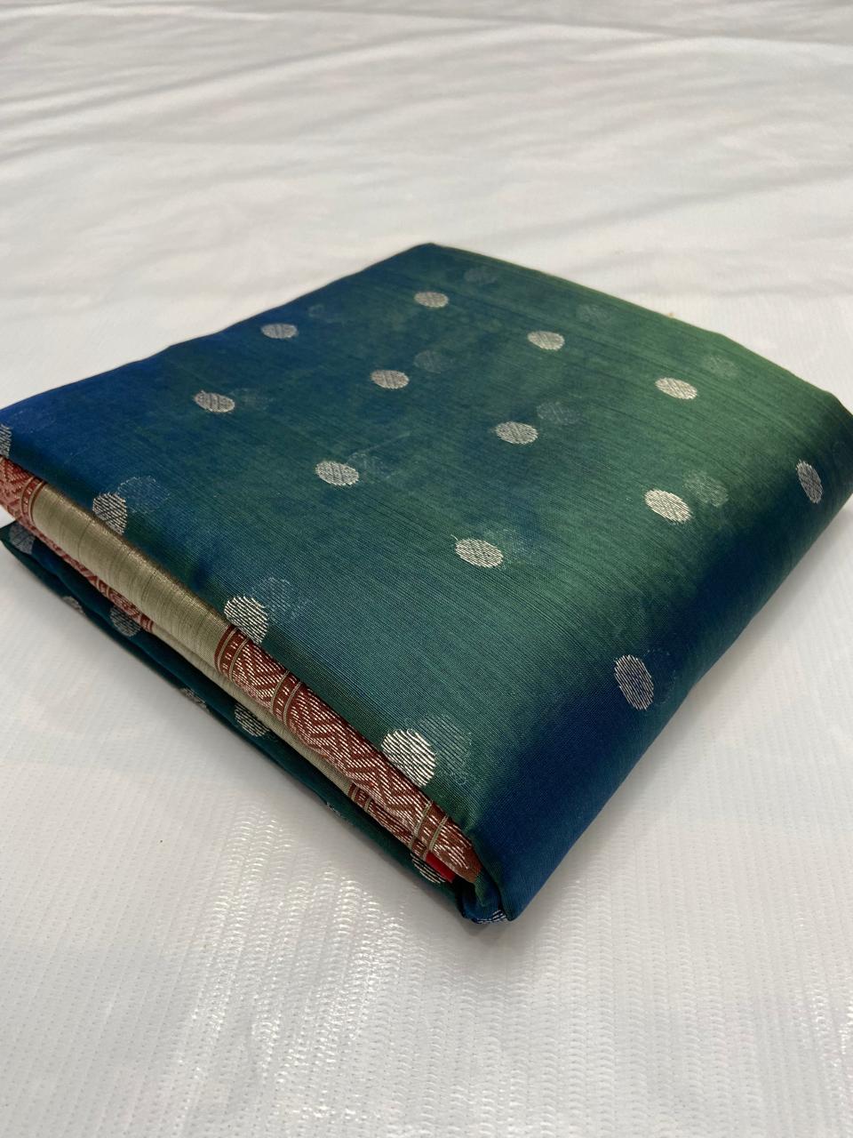 Teal Color Chanderi Saree