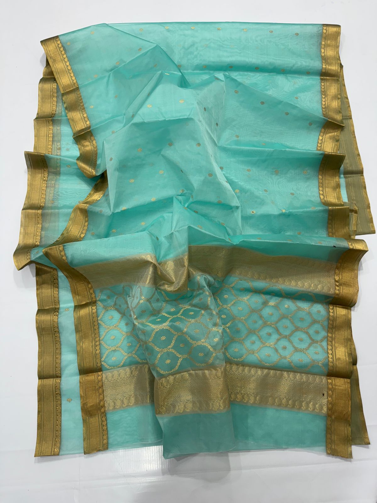 Sea Blue Chanderi Saree