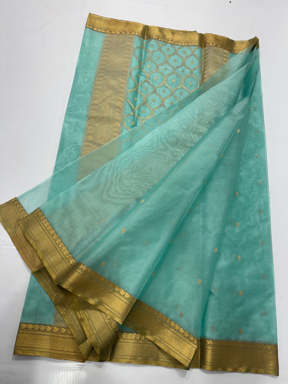 Sea Blue Chanderi Saree