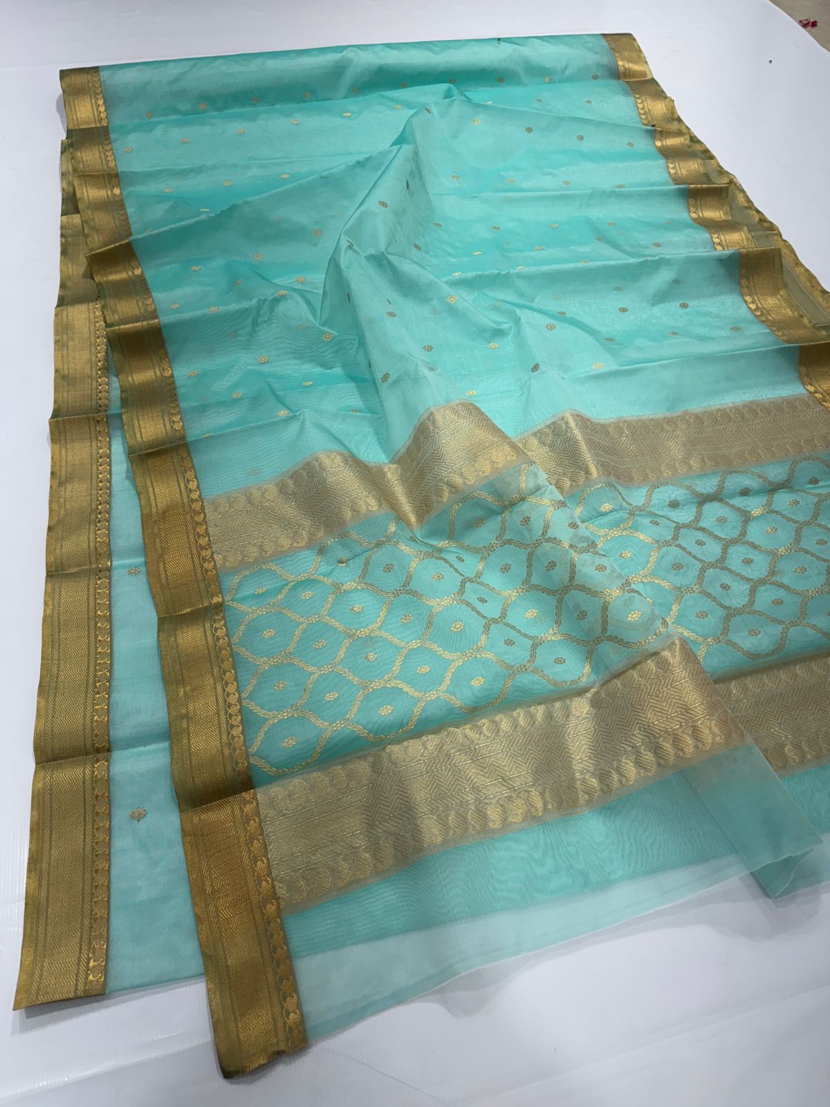Sea Blue Chanderi Saree