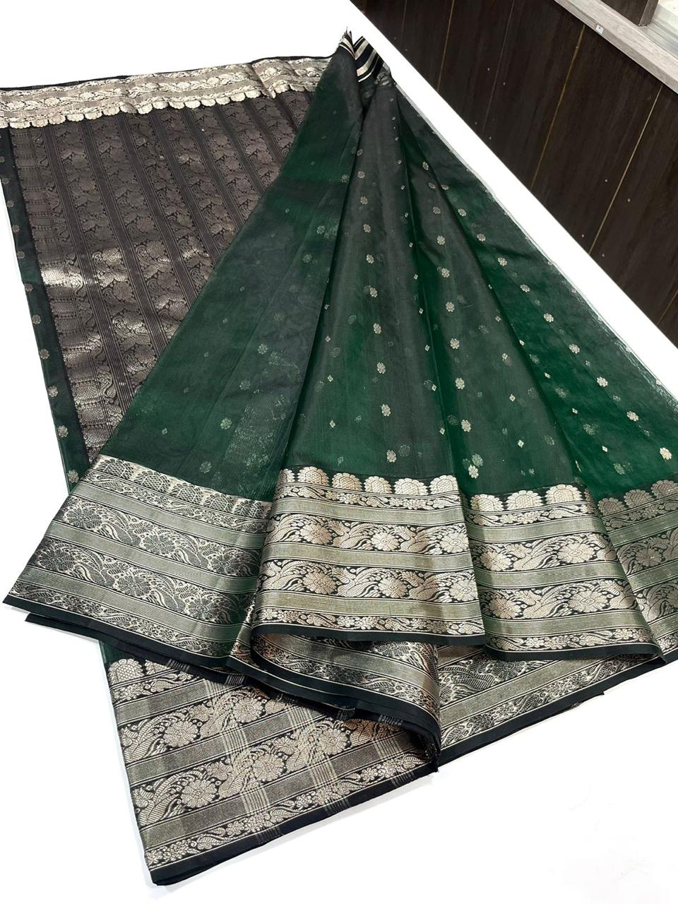 Green With Border Chanderi Saree